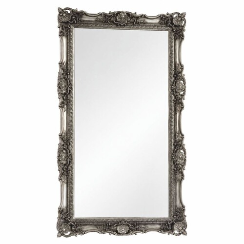 Casa Padrino Barock Spiegel Antik Silber H. 210 cm - Rechteckiger Barockstil Wandspiegel - Prunkvolle Barock M�bel - Barock Interior