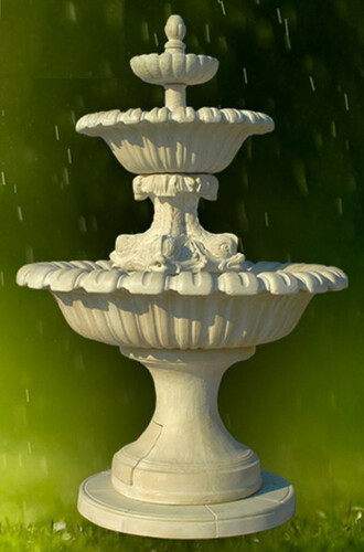 Casa Padrino Jugendstil Springbrunnen Grau  153 x H. 261 cm - Prunkvoller Gartenbrunnen - Gartendeko Brunnen - Barock & Jugendstil Garten Deko Accessoires