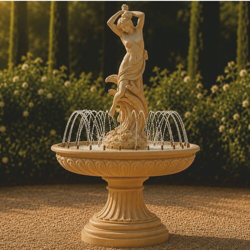 Casa Padrino Barock Springbrunnen mit Wasserd�senring Beige  152 x H. 240 cm
