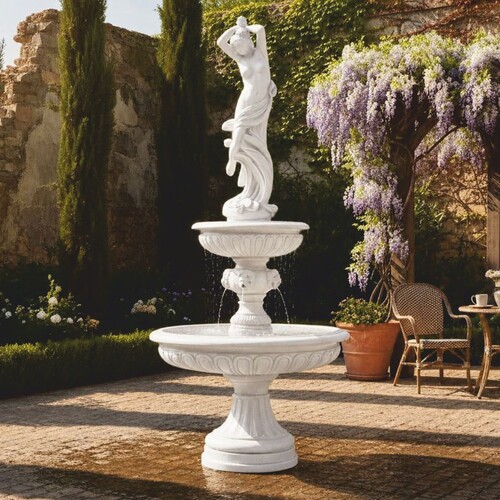 Casa Padrino Barock Springbrunnen Wei�  152 x H. 330 cm - Prunkvoller Gartenbrunnen