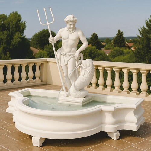 Casa Padrino Barock Springbrunnen Wei� 138 x 88 x H. 107 cm - Made in Italy