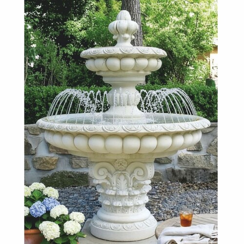 Casa Padrino Barock Springbrunnen Wei�  114 x H. 165 cm - Prunkvoller Gartenbrunnen