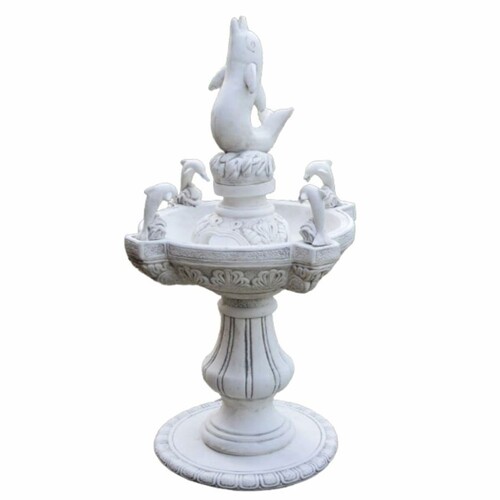 Casa Padrino Barock Springbrunnen Delphine Wei� / Grau  80 x H. 140 cm