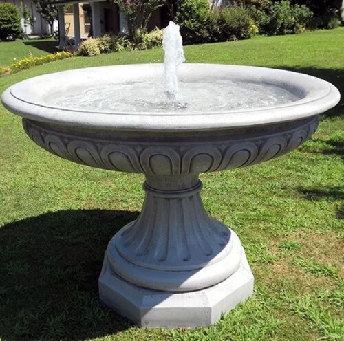 Casa Padrino Barock Springbrunnen Grau  150 x H. 115 cm - Runder Gartenbrunnen - Made in Italy