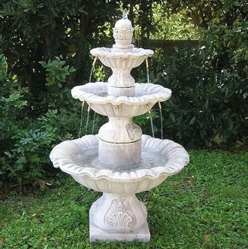 Casa Padrino Barock Springbrunnen Grau  80 x H. 125 cm - Runder Gartenbrunnen - Made in Italy