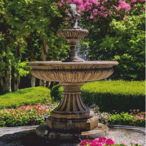 Casa Padrino Barock Springbrunnen Braun  150 x H. 190 cm - Prunkvoller Gartenbrunnen