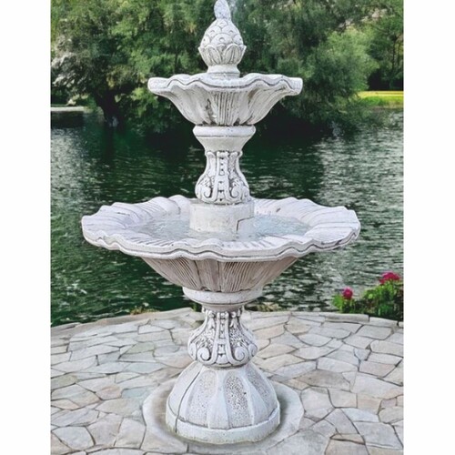 Casa Padrino Barock Springbrunnen Grau  82 x H. 120 cm - Barock Garten Deko Brunnen