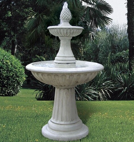 Casa Padrino Barock Springbrunnen Grau  93 x H. 150 cm - Runder Gartenbrunnen - Made in Italy