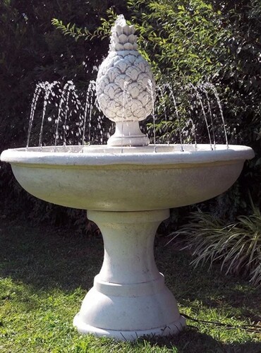 Casa Padrino Barock Springbrunnen Grau  102 x H. 131 cm - Runder Gartenbrunnen - Made in Italy