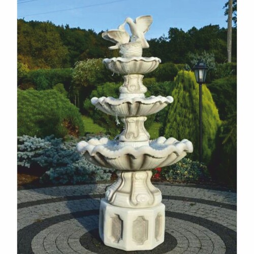 Casa Padrino Barock Springbrunnen Tauben Grau / Wei�  89 x H. 167 cm