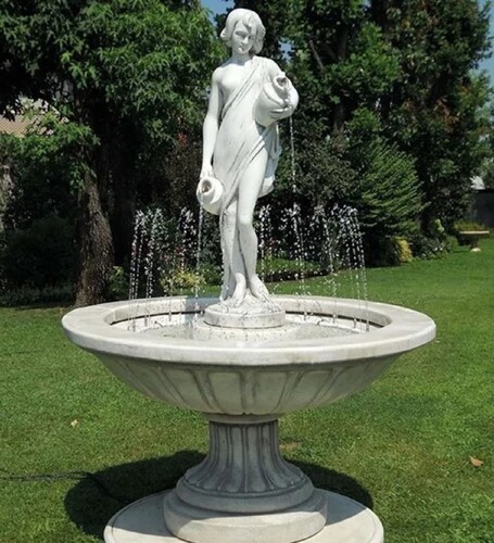 Casa Padrino Barock Springbrunnen Grau  130 x H. 180 cm - Runder Gartenbrunnen - Made in Italy
