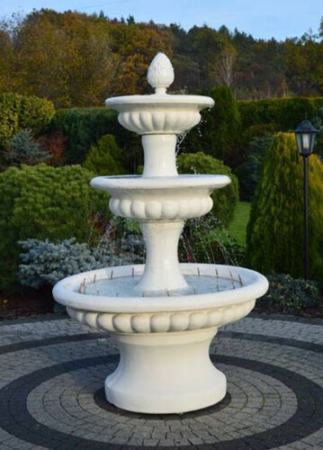 Casa Padrino Barock Springbrunnen Wei�  120 x H. 186 cm - Prunkvoller Gartenbrunnen im Barockstil - Runder Gartendeko Stein Brunnen - Barock Garten Deko Accessoires
