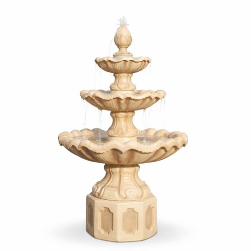 Casa Padrino Barock Springbrunnen Beige  89 x H. 172 cm - Prunkvoller Gartenbrunnen