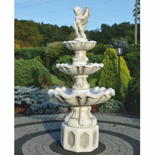 Casa Padrino Barock Springbrunnen Grau / Wei�  89 x H. 191 cm - Prunkvoller Gartenbrunnen