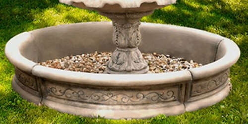 Casa Padrino Barock Springbrunnen Umrandung Grau  192 x H. 36 cm - Runde Gartenbrunnen Umrandung - Brunnen Umrandung - Prunkvolle Gartendeko im Barockstil