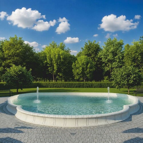 Casa Padrino Barock Springbrunnen Umrandung Wei� / Grau 950 x 900 cm - Prunkvolle Barock Garten Deko - Barockstil Garten Accessoires