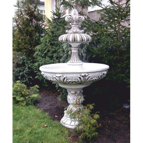Casa Padrino Barock Springbrunnen Wei� / Grau  108 x H. 173 cm - Barockstil Gartenbrunnen