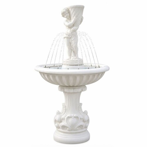 Casa Padrino Barock Springbrunnen mit Wasserd�senring Wei�  92 x H. 167 cm - Prunkvoller Barockstil Gartenbrunnen - Barock Garten Deko