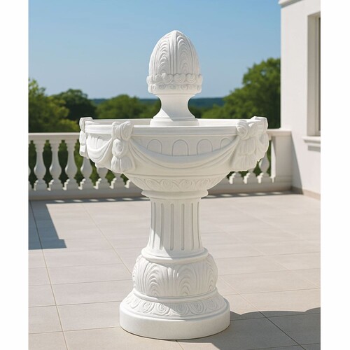 Casa Padrino Barock Springbrunnen Wei�  70 x H. 120 cm - Barock Garten Deko Brunnen