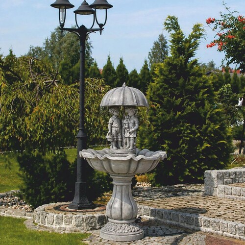 Casa Padrino Barock Springbrunnen Grau  79 x H. 138 cm - Nostalgischer Gartenbrunnen