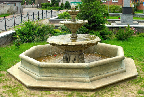 Casa Padrino Barock Springbrunnen mit Umrandung Antik Grau  350 x H. 180 cm - Prunkvoller Barockstil Gartenbrunnen - Gartendeko Barock Brunnen - Barock Garten Deko Accessoires