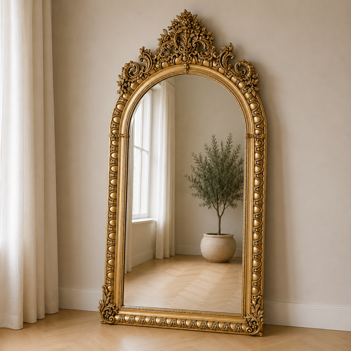 Casa Padrino Barock Standspiegel Gold 115 x H. 215 cm - Handgefertigter Antik Stil Ganzk�rperspiegel - Garderoben Spiegel - Schlafzimmer Spiegel - Barock M�bel