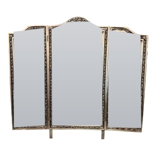 Casa Padrino Barock Standspiegel Silber H. ca. 120 cm - Dreiteiliger klappbarer Ankleidespiegel