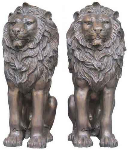 Casa Padrino Luxus Bronze Deko Skulpturen L�wen Bronzefarben 46 x 74 x H. 113 cm - Bronze Dekofiguren - Luxus Hotel & Restaurant Deko Accessoires