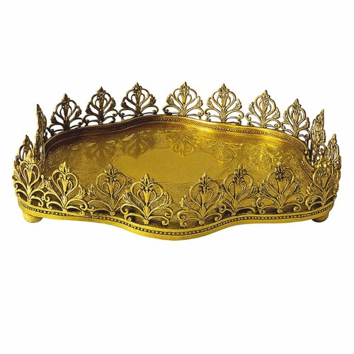 Casa Padrino Barock Tablett Messing 27 cm - Barockstil Gastronomie Accessoires