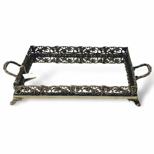 Casa Padrino Barock Tablett Antik Messing 45 cm - Barockstil Gastronomie Accessoires