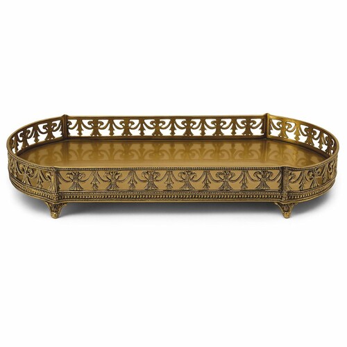 Casa Padrino Barock Tablett Antik Messing 48 cm - Barockstil Gastronomie Accessoires