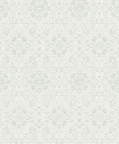 Casa Padrino Barock Tapete Wei� / Hellblau 10,05 x 0,53 m - Textiltapete im Barockstil