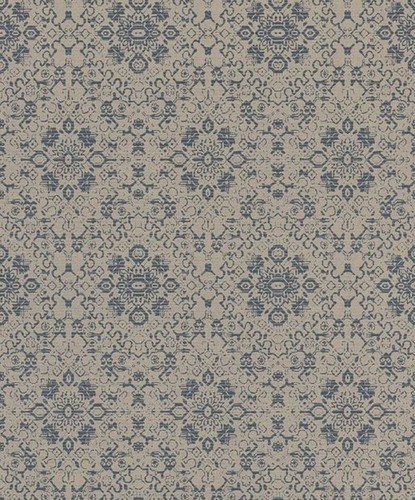 Casa Padrino Barock Tapete Grau / Blau 10,05 x 0,53 m - Textiltapete im Barockstil