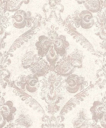 Casa Padrino Barock Textiltapete Wei� / Rosa 10,05 x 0,53 m - Wohnzimmer Deko Accessoires