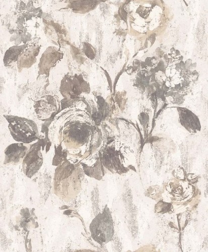 Casa Padrino Barock Vliestapete Wei� / Grau 10,05 x 0,53 m - Tapete mit Blumenmuster - Deko Accessoires