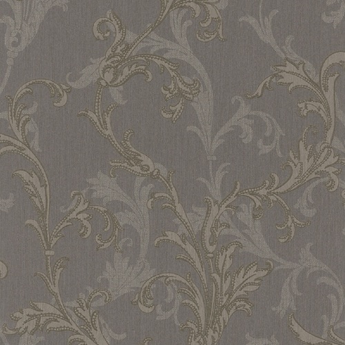 Casa Padrino Barock Textiltapete Grau / Silber / Braun 10,05 x 0,53 m - Hochwertige Wohnzimmer Tapete im Barockstil