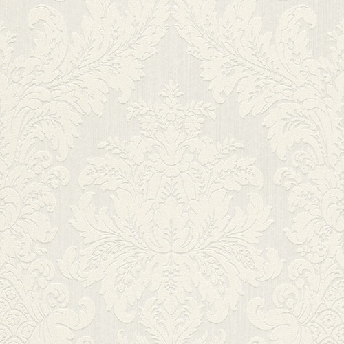 Casa Padrino Barock Textiltapete Wei� 10,05 x 0,53 m - Luxus Wohnzimmer Tapete