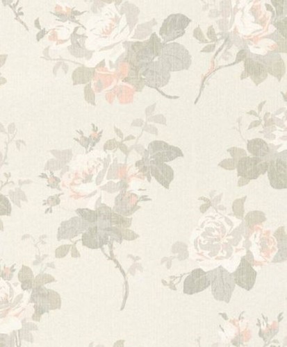Casa Padrino Barock Textiltapete Beige / Grau / Wei� / Rosa 10,05 x 0,53 m - Tapete mit Blumenmuster
