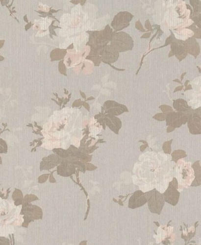 Casa Padrino Barock Textiltapete Grau / Braun / Rosa 10,05 x 0,53 m - Tapete mit Blumenmuster