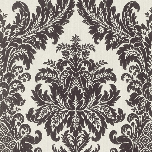 Casa Padrino Barock Textiltapete Wei� / Schwarz 10,05 x 0,53 m - Luxus Wohnzimmer Tapete