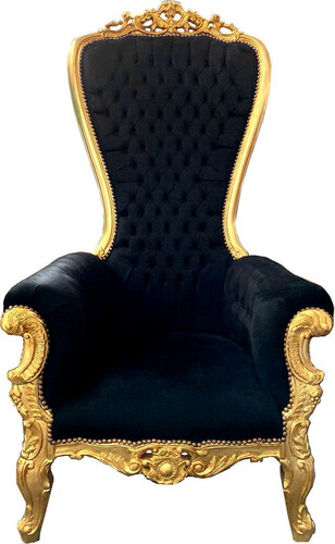 Casa Padrino Barock Thron Sessel Majestic Schwarz / Gold - Riesensessel -Thron Stuhl Tron