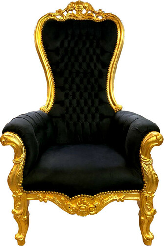 Casa Padrino Barock Thron Sessel Schwarz / Gold - Riesen Sessel Majestic Medium im Barockstil - Barock Mbel