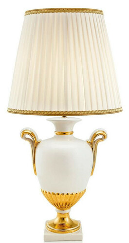 Casa Padrino Barock Tischleuchte Wei� / Gold / Elfenbeinfarben  45 x H. 91 cm - Barock Keramik Lampe