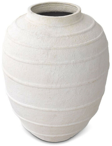 Casa Padrino Luxus Tonvase Matt Wei�  70 x H. 100 cm - Handgefertigte Runde Deko Vase - Wohnzimmer Deko - Garten Deko - Deko Accessoires