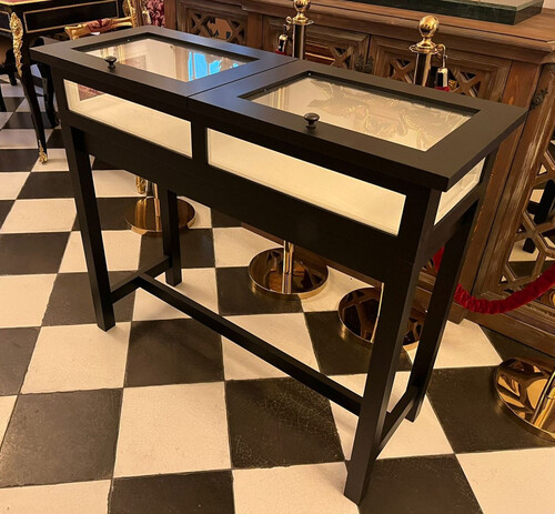 Casa Padrino Landhausstil Ladenvitrine Schwarz / Wei� 110 cm