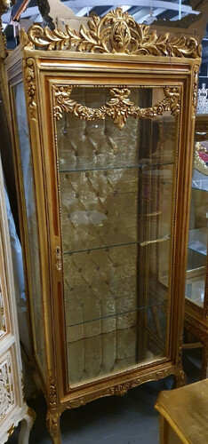 Casa Padrino Barock Vitrine Gold / Braun - Barock Vitrinenschrank mit Glast�r - Barock Wohnzimmer M�bel - Edel & Prunkvoll