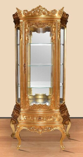 Casa Padrino Barock Vitrine Gold - Prunkvoller Barock Vitrinenschrank mit Schublade - Handgefertigte Barock Wohnzimmer M�bel