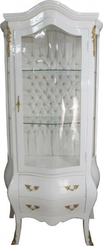 Casa Padrino Barock Glasvitrine Wei� / Gold - Vitrinen Schrank