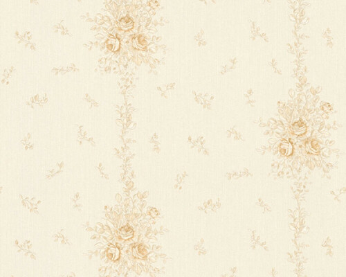 Casa Padrino Barock Vliestapete Beige - Barockstil Wohnzimmer Tapete mit elegantem Blumenmuster - Barock Wanddeko