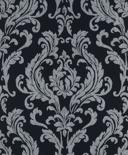 Casa Padrino Barock Vliestapete Schwarz / Wei� - Barockstil Wohnzimmer Tapete mit elegantem Muster - Wanddeko im Barockstil - Tapeten im Barockstil - Barock Tapeten - Barock Wohnzimmer Deko